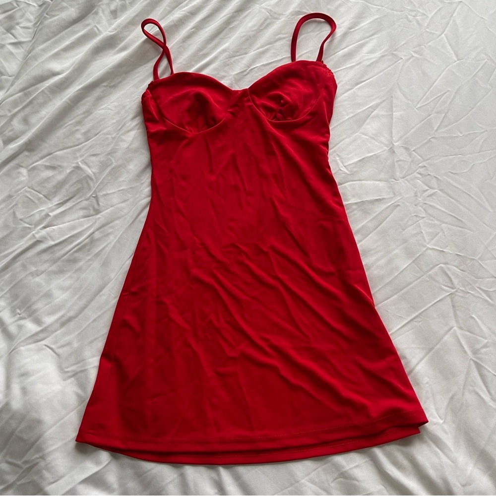 Red a line dress